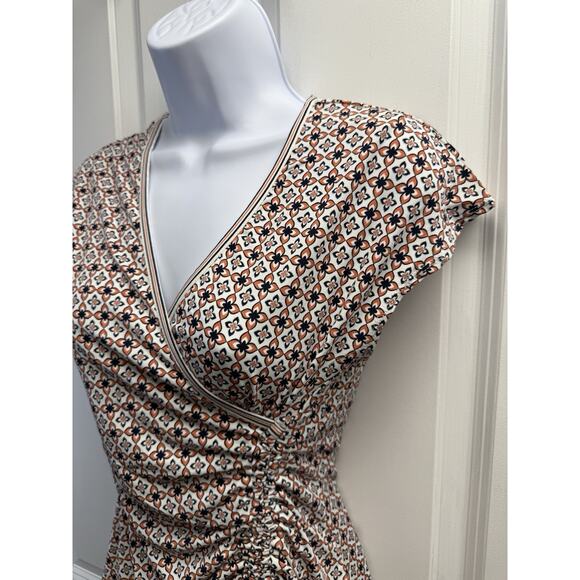 Max Studio Top Womens X-Small White Blouse Shirt Ruched Wrap Knit Career New - Picture 5 of 13